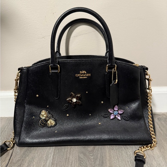 Coach Black Floral Embellished Women's Bag - Picture 2 of 6